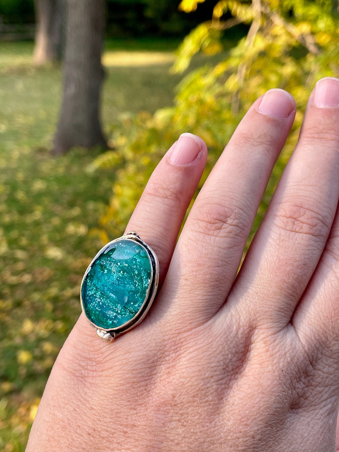 Quartz Inspired Polymer Clay Ring Silver Ring Silver Etsy