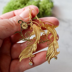 gold fish earrings, koi earrings, fish earrings, gold jewelry, gold earrings, jewelry under 20, gift, gift for her, earrings under 20, fish
