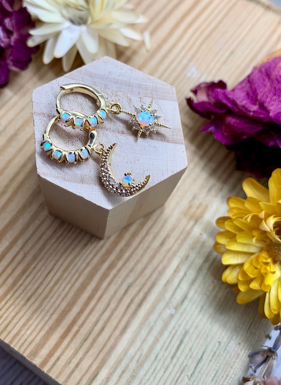 Opal shop moon earrings