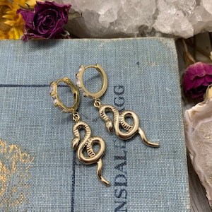 snake earrings // huggie earrings // gold snake earring // gold huggies // gift // gift for her