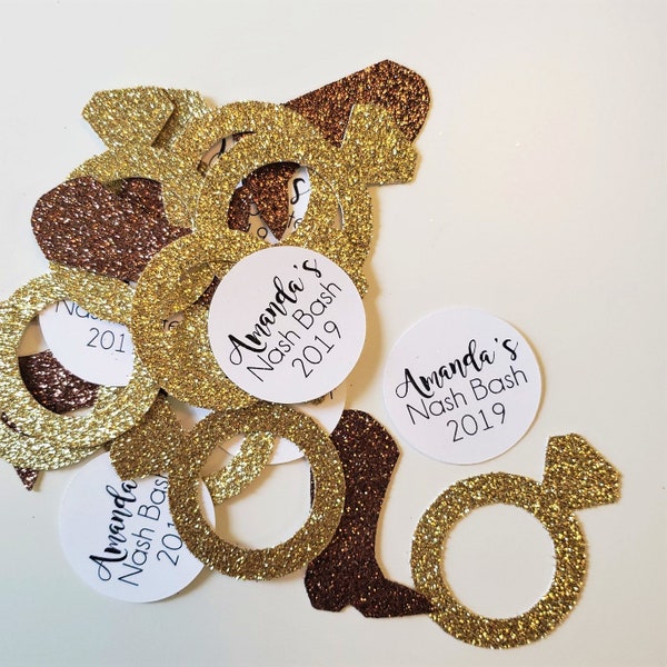 Custom Bachelorette Confetti: Glitter Boots & Rings, Nash Bash Decor, Nashville Bachelorette Party Favors
