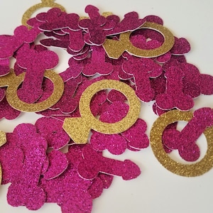 Glitter Penis and Ring Confetti, Bachelorette Party Decorations (50 pcs)