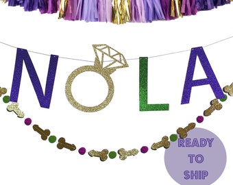 NOLA Bachelorette Party Banner, Penis Banner Mardi Gras Bachelorette Ring Banner, New Orleans Bachelorette Party, Nola Bachelorette Party