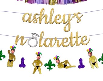 Personalized NOLArette Bachelorette Banner: Mardi Gras Party Decor
