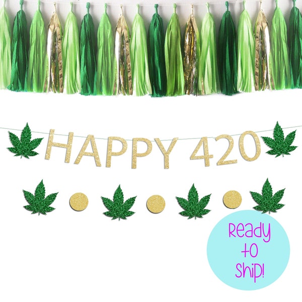 Happy 420 Banner, 420 Birthday Party, Dope Birthday Marijuana Leaf Banner, Dope Party, 420 Party, 420 All Day, 420 Quarantine