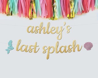 mermaid theme happy birthday Birthday banner Bachelorette party mermaid tribe Last Splash mermaid bride,mermaid party mermaid squad