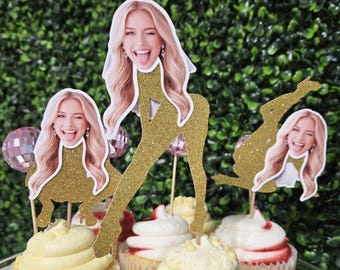 Custom Bride Face Cupcake Toppers with Veil | Personalized Bachelorette Party Decor