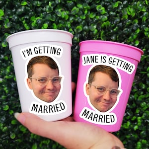 Personalized Groom Face Bachelorette Party Cups: Custom Bridal Shower Favors