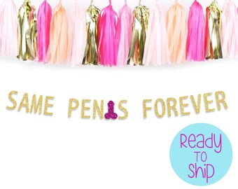 SALE! Same Penis Forever Banner, One Line- Bachelorette Party Banner, Hens Penis Decor, Last Fling Banner, Penis Decorations, Penis Banner
