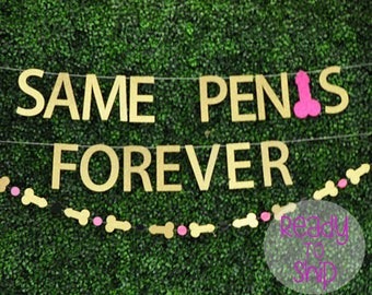 Same Penis Forever Banner- Bachelorette Party Banner, Hen Party Banner Decor, Last Fling Before the Ring, Penis Decorations, Penis Garland
