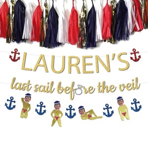 Personalized Last Sail Before the Veil Banner: Bachelorette Boat Party Decor