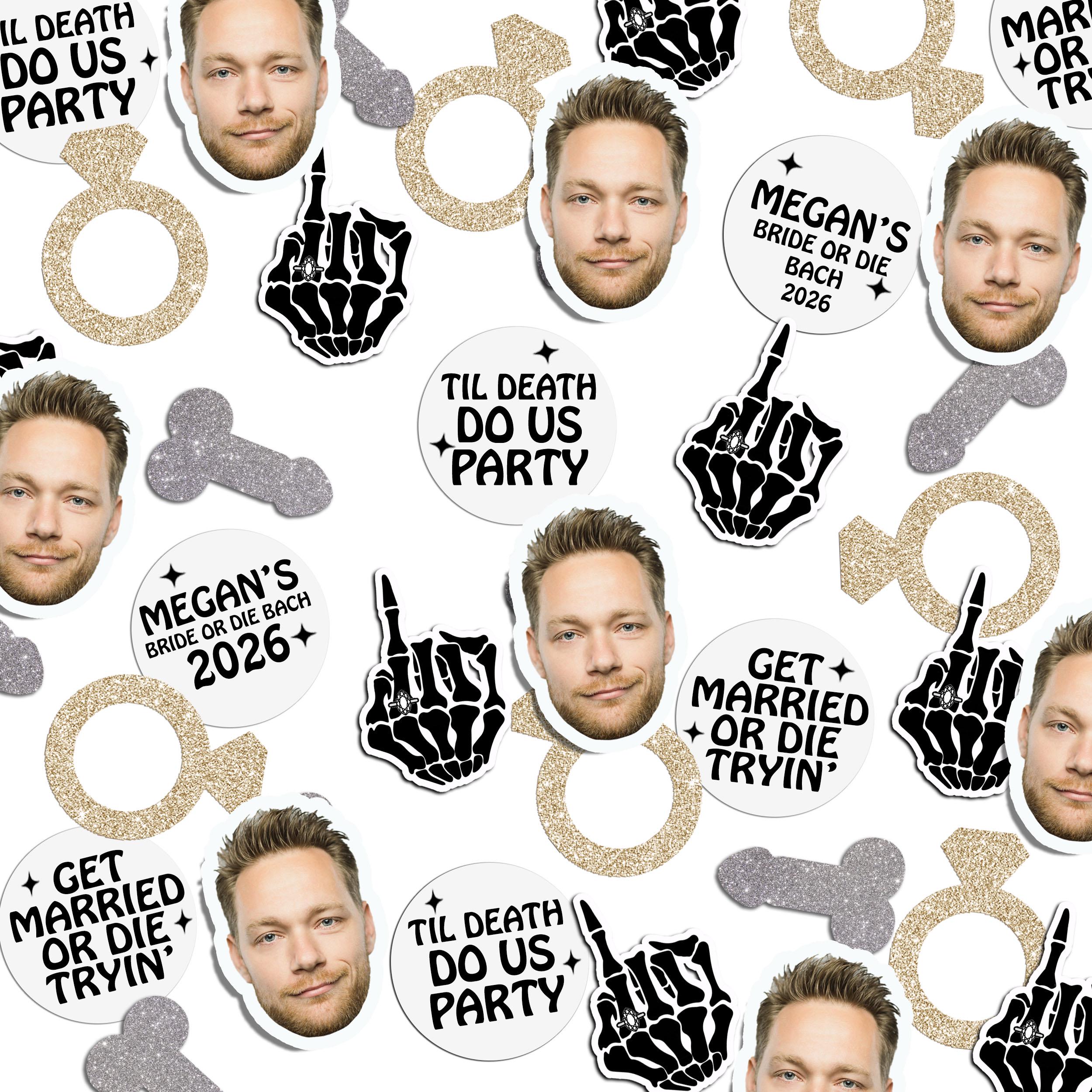 Personalized Face Confetti: Bride or Die Bachelorette Party Decor, Til Death Do Us Party