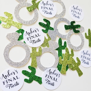 Personalized Final Fiesta Confetti: Glitter Cactus & Rings
