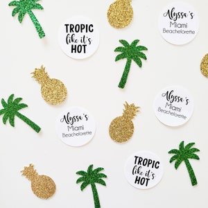 Personalized Bachelorette Confetti: Glitter Pineapple & Palm Tree