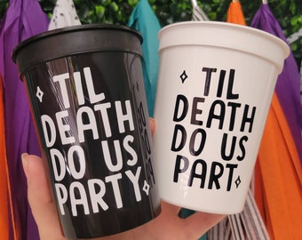 Personalized Halloween Bachelorette Party Cups: Gothic Bride&#39;s Coven