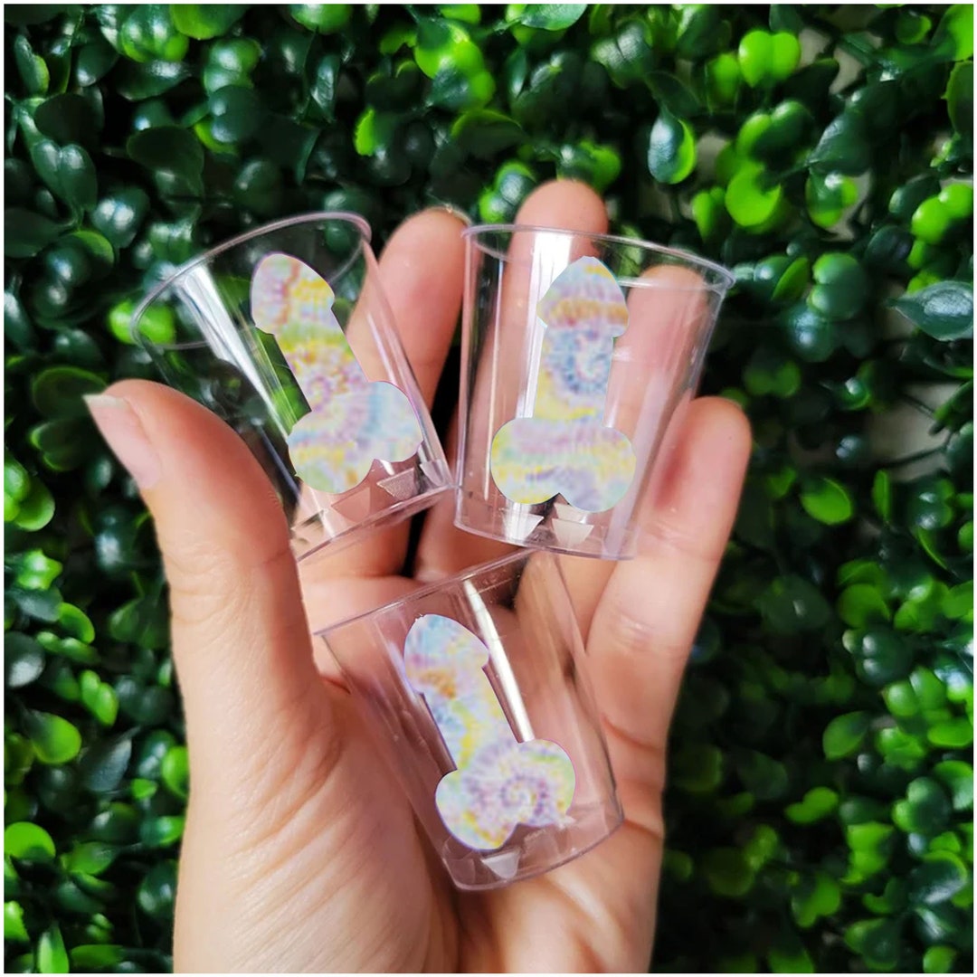 Tie Dye Plastic Bachelorette Party Penis Shot Glasses, Plastic Penis ...