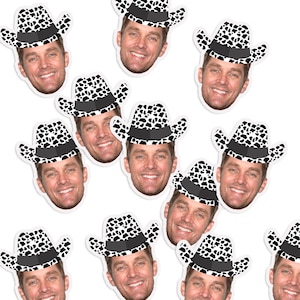 Groom Face Confetti: Cow Print Cowboy Hat, Bachelorette Party Decor