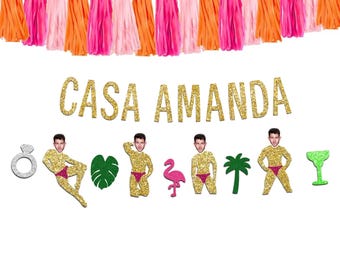 Personalized Casa Bride Name Banner: Tropical Bachelorette Party Decor