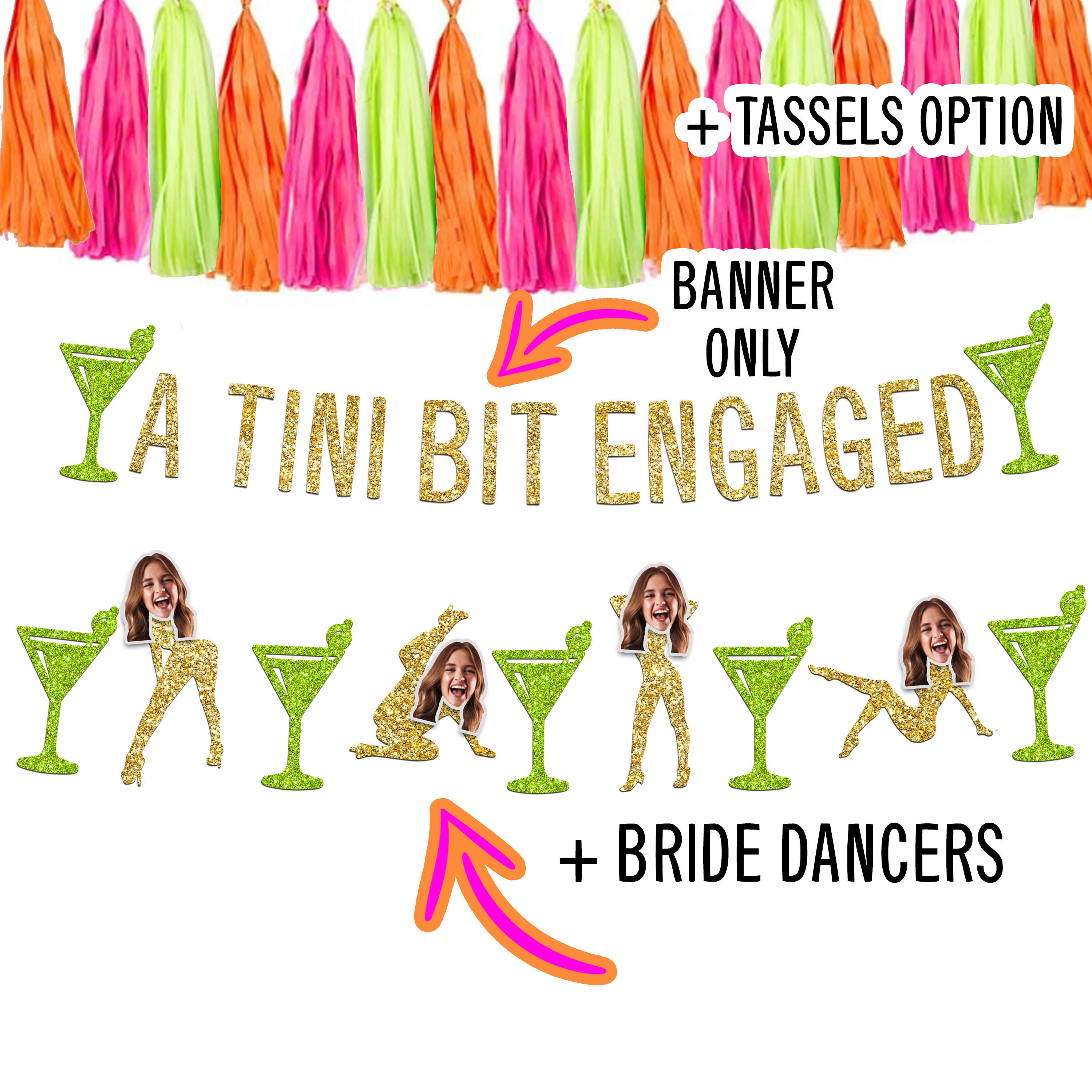 Gold Glitter 'Fetch Me A Martini' Banner - Bachelorette & Birthday Party Decor