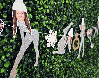 Beanies & Martinis Women's Face Banner | Winter Bachelorette Ski Party Decor