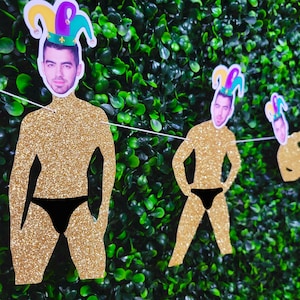Mardi Gras Bachelorette Banner: Groom Face Dancer, New Orleans Decor