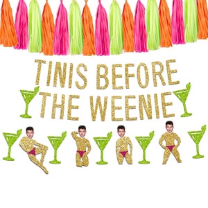 Tinis Before the Weenie Bachelorette Party Groom Face Bachelorette Banner, Martini Theme