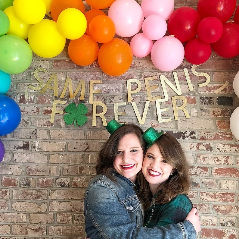 Same Penis Forever Bachelorette Party Banner, St Patrick's Day Bachelorette Party Theme Irish Bachelorette St Patricks Shamrock Penis Banner image 8