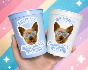 Custom Dog Face Bachelorette Party Cups: Personalized My Mom's Getting Married Party Favors
