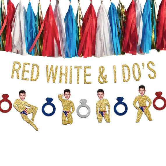 Red White and I Do's Banner: July 4th Bachelorette Party Decorations