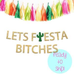 Lets Fiesta Bitches Banner: Final Fiesta Bachelorette Party Decor