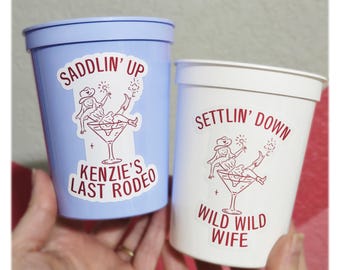 Personalized Settlin' Down, Saddlin' Up Bachelorette Party Cups: Custom Nashville Party Favors