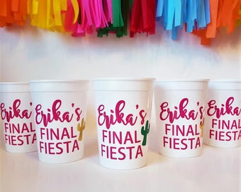 Personalized Final Fiesta Bachelorette Party Cups, Margs and Matrimony Cups