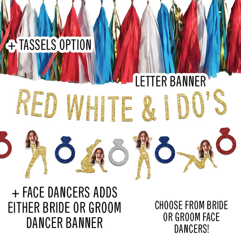Pancarta "Rojo, Blanco y Sí, Quiero": Decoraciones para la despedida de soltera del 4 de julio imagen 2