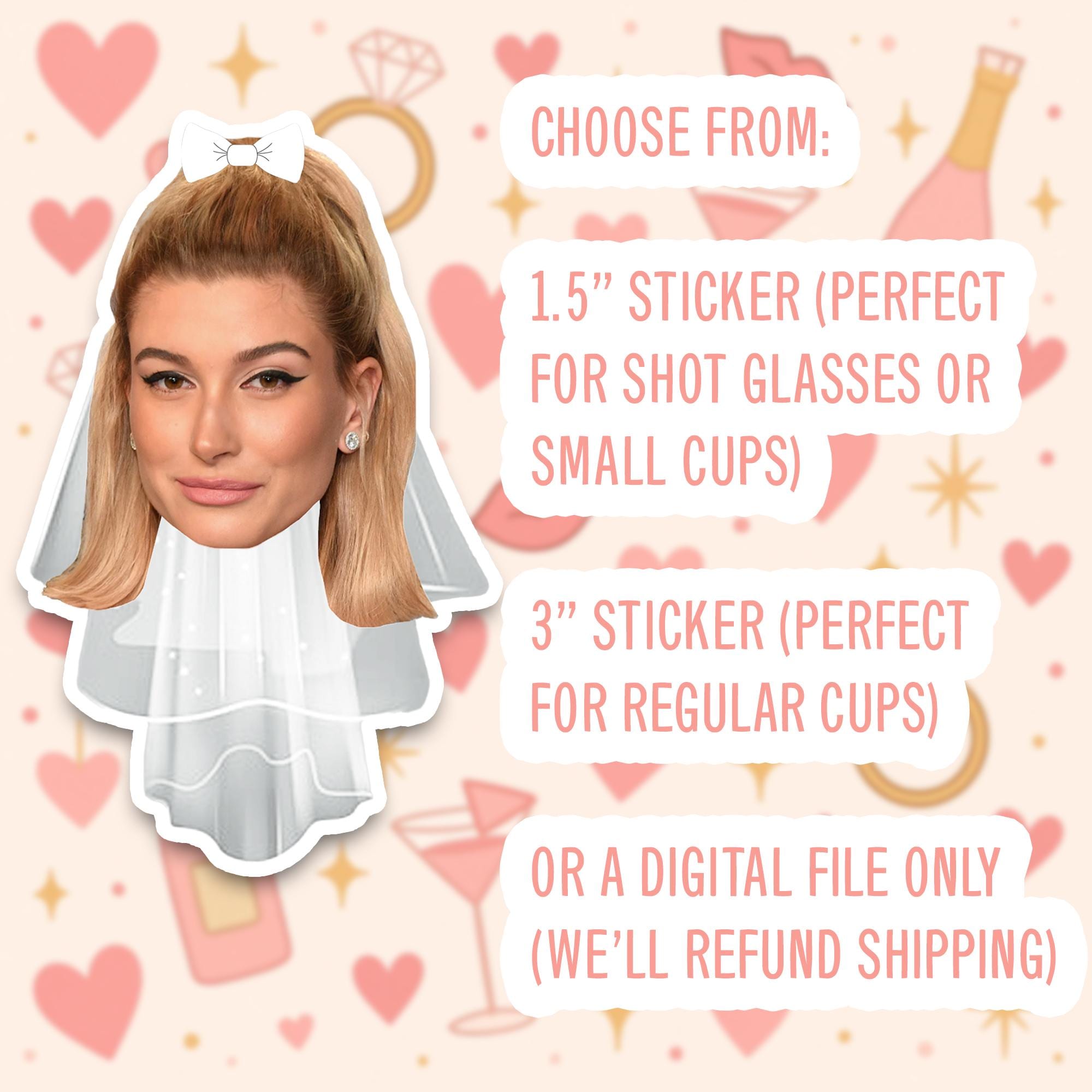 Custom Bride Face Bachelorette Party Stickers: Veil & Bow Detail - Etsy