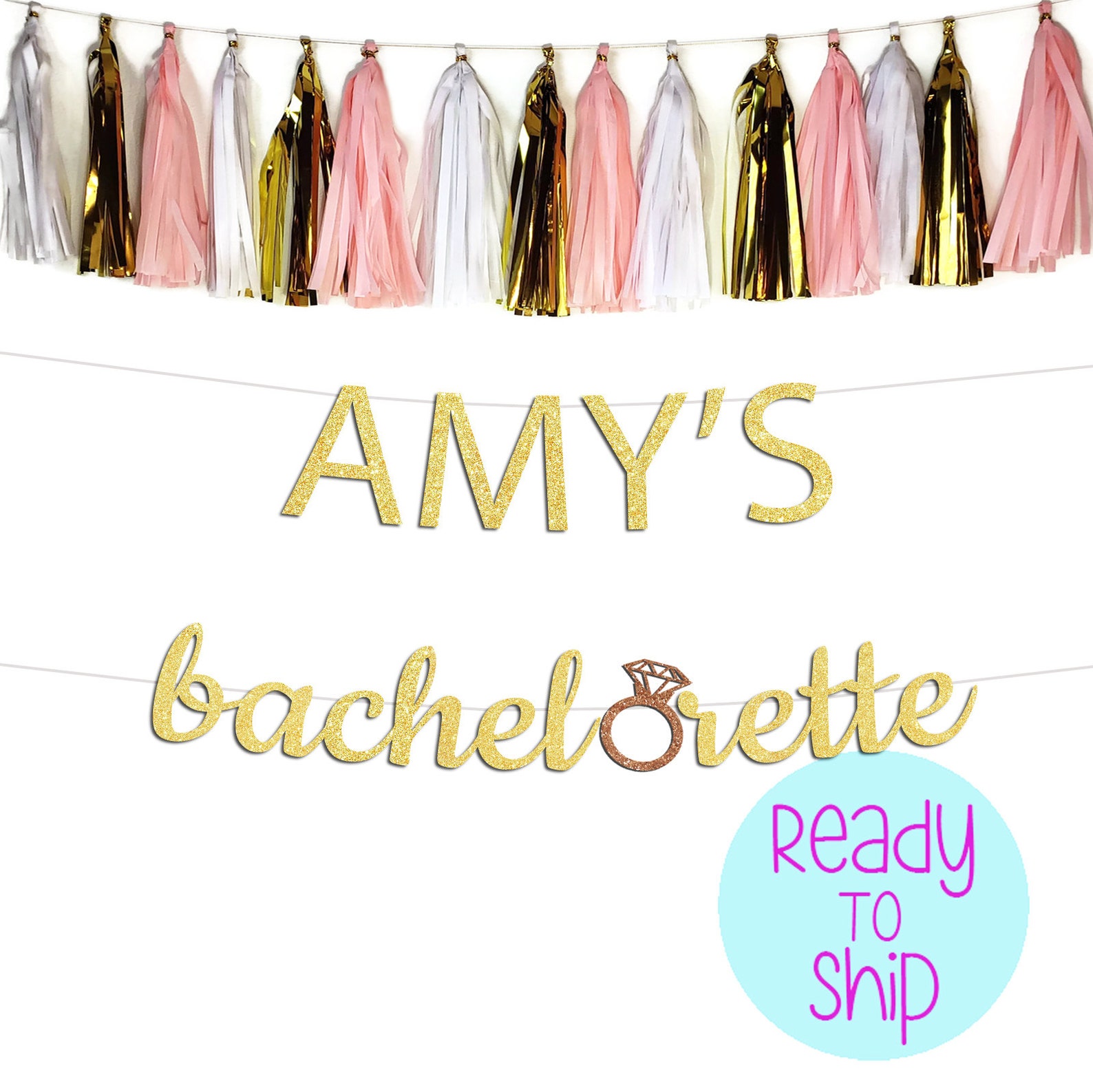 Custom Bachelorette Party Banner Glitter Ring Bachelorette Etsy