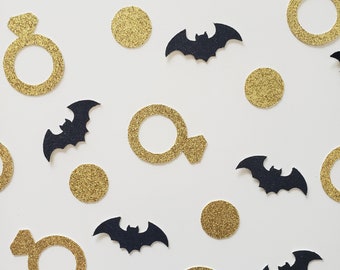 Halloween Bachelorette Party Confetti: Glitter Bats & Rings - Bride or Die