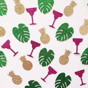 Tropical Bachelorette Party Confetti Palm Leaf Confetti Pineapple Confetti Drink Confetti Beach Bachelorette Party Aloha Bride