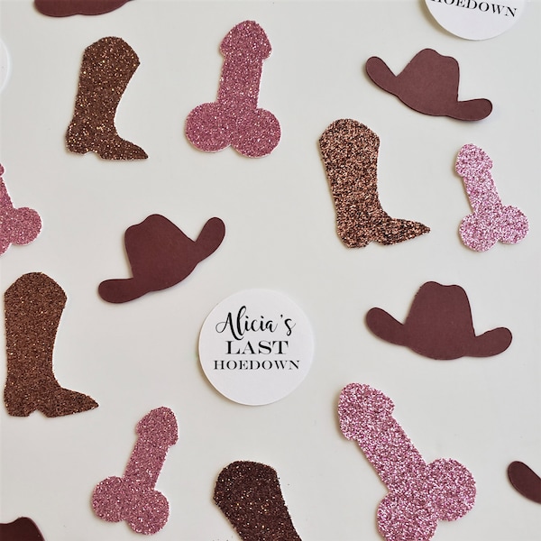 Personalized Western Bachelorette Party Penis Confetti: Boots, Hats | Funny Bachelorette Party Decor