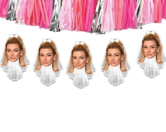 Bride Face wearing Veil and Bow Bachelorette Party Banner