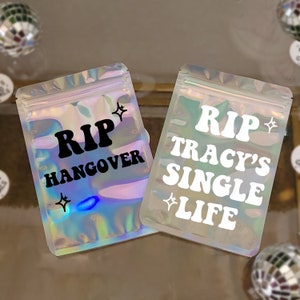 RIP Hangover Bags, Halloween Bachelorette Party Hangover Kits DIY, Personalized Hangover Bags, Bride or Die Party Favors