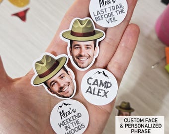Custom Groom Face Confetti, Camp Bachelorette Decor, Ranger Hat Confetti, Last Trail Before the Veil