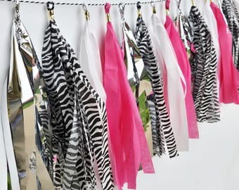Zebra Bachelorette Party Tassels, Animal Print Tassel Garland, Leopard Party Decor, 2000s Y2K Wild Bach, Jungle Bachelorette Decor