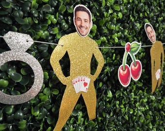 Custom Men's Face Banner | Lucky in Love Bachelorette & Vegas Birthday Decor