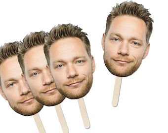 Groom Face Fans on a Stick: Bachelorette Party Decorations and Party Favors