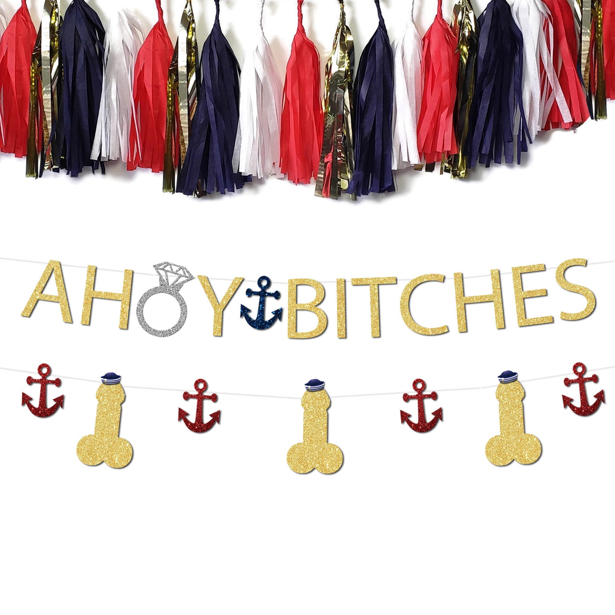 Ahoy Bitches Bachelorette Party Banner, Lake Bachelorette, Nautical B…