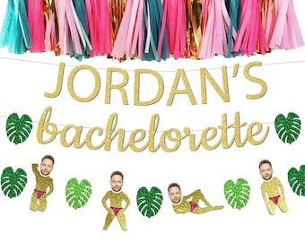 Personalized Bachelorette Party Banner with Palms, Palm Springs Bachelorette Banner, Miami Bachelorette Banner, Palm Leaf Decor