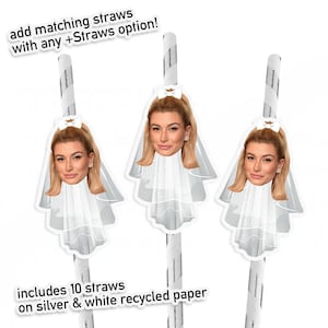 Custom Bride Face Shot Glasses with White Veil and Bow: Bachelorette Party Favors image 6