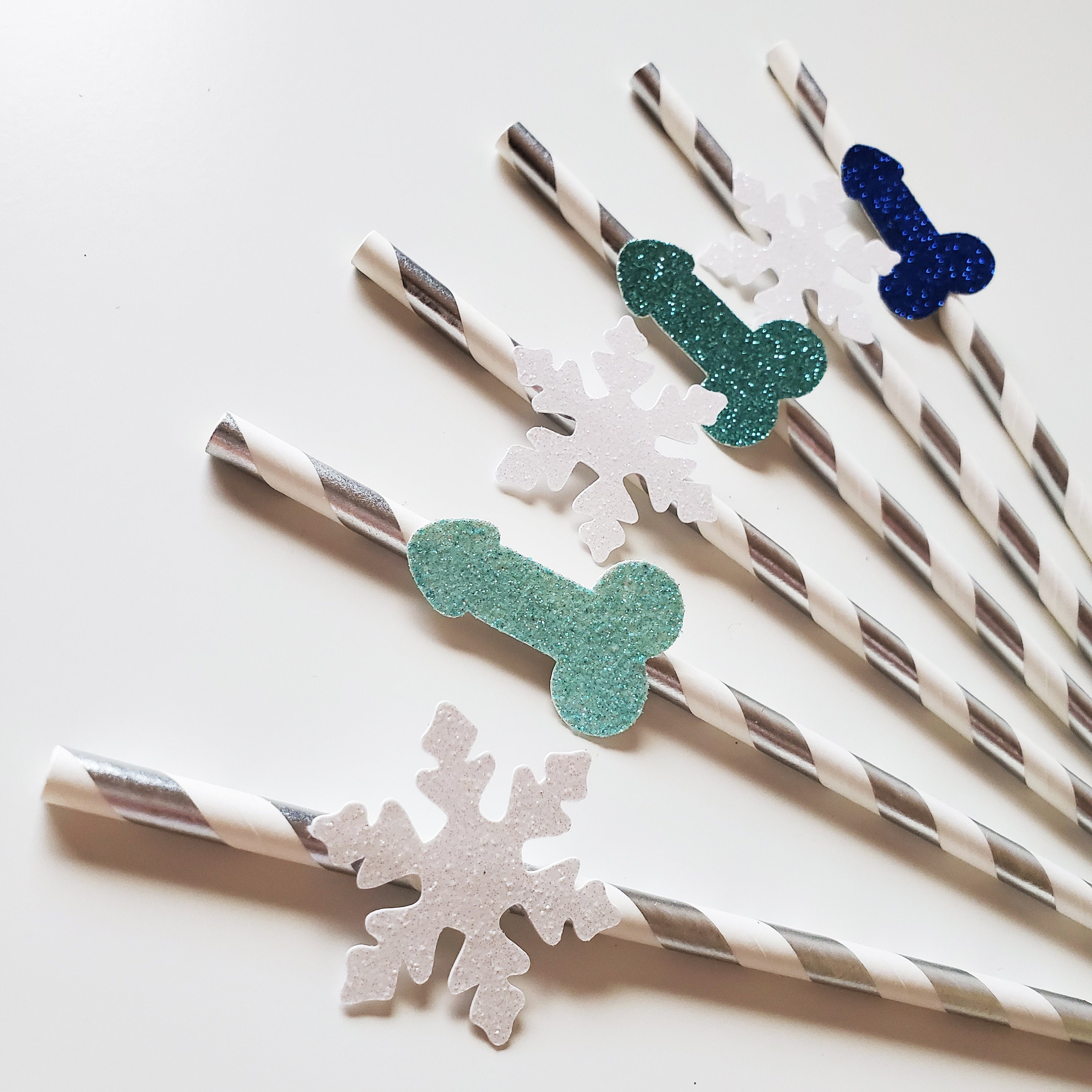 Snowflake Straws qty. 12 Winter Onederland Straws Paper 