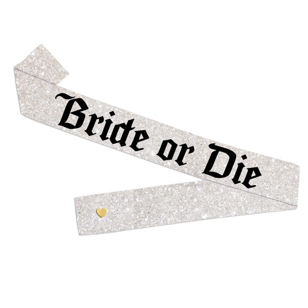 Custom Bride Or Die Glitter Sash: Halloween Spooky Bachelorette Party Favors