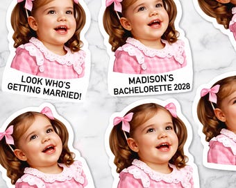 Personalized Face Stickers, Confetti, Straws: Bridal Shower Decorations, Bachelorette Party Favors, Look Who's Getting Married